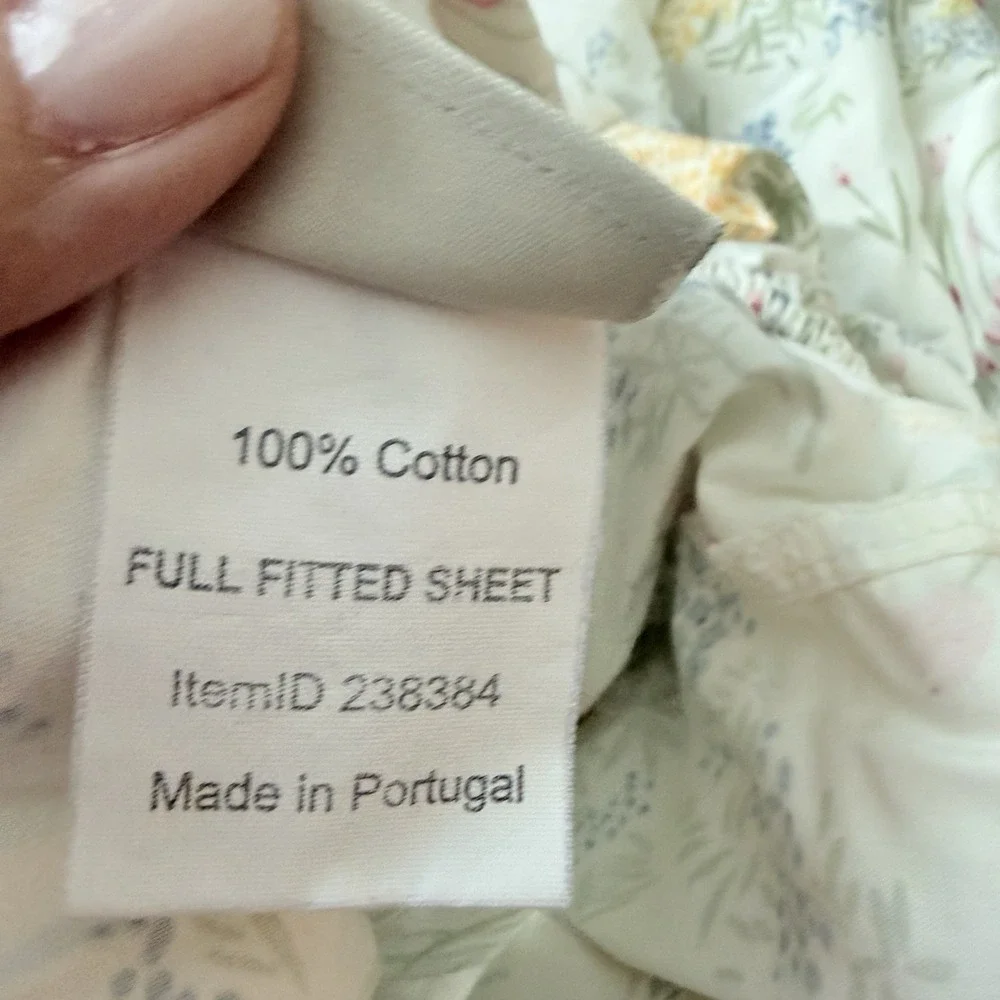 L.L. Bean Full Sheet Set 4 Piece Standard 100% Cotton Botanical Wildflower Vint.